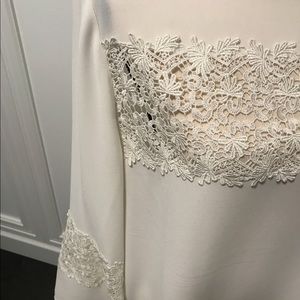 Chico’s Lace Trim Blouse Off White Regular Size 14 (Chico’s Size 2)